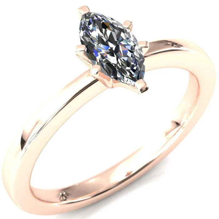 Tessa Marquise Moissanite 6 Prong Pitched Shoulders Solitaire Engagement Ring Fire Brilliance Rings