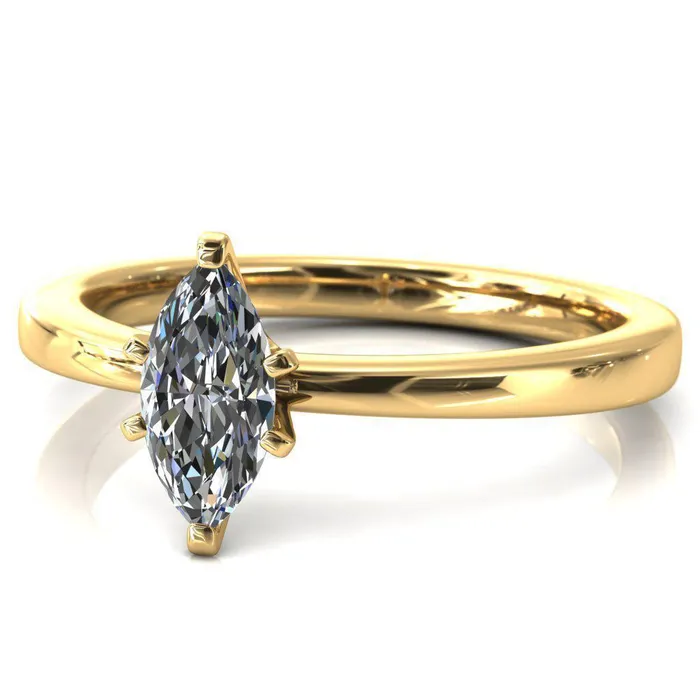 Tessa Marquise Moissanite 6 Prong Pitched Shoulders Solitaire Engagement Ring Fire Brilliance Rings