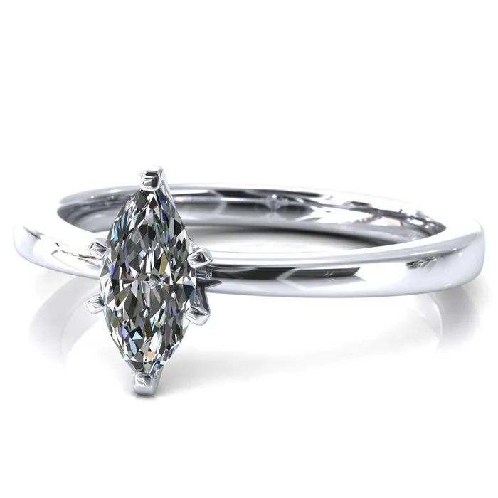 Tessa Marquise Moissanite 6 Prong Pitched Shoulders Solitaire Engagement Ring Fire Brilliance Rings