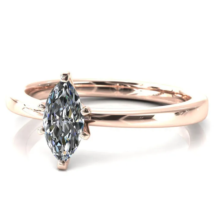 Tessa Marquise Moissanite 6 Prong Pitched Shoulders Solitaire Engagement Ring Fire Brilliance Rings