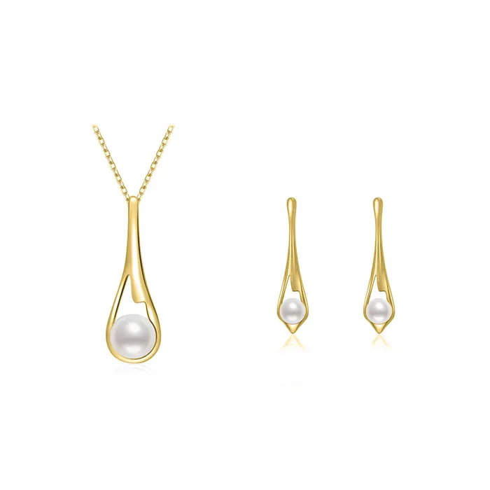 Top Grade Freshwater Pearl Jewelry Set WS00102 FLUID Pearly Lustre Earrings Top Grade Freshwater Pearl Jewelry Set WS00102 FLUID Pearly Lustre Earrings