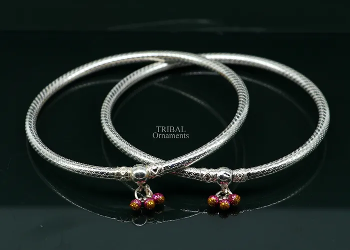 Traditional tribal ethnic sterling silver ankle jewelry ankle bangle bracelet ankle kada with bells amazing belly dance jewelry nsfk55 TRIBAL ORNAMENTS Bracelets