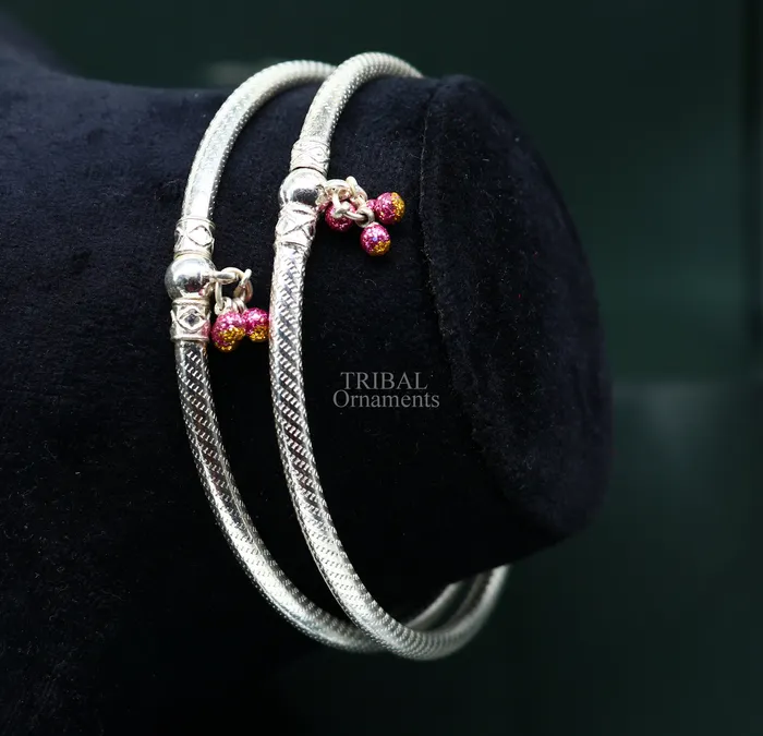 Traditional tribal ethnic sterling silver ankle jewelry ankle bangle bracelet ankle kada with bells amazing belly dance jewelry nsfk55 TRIBAL ORNAMENTS Bracelets