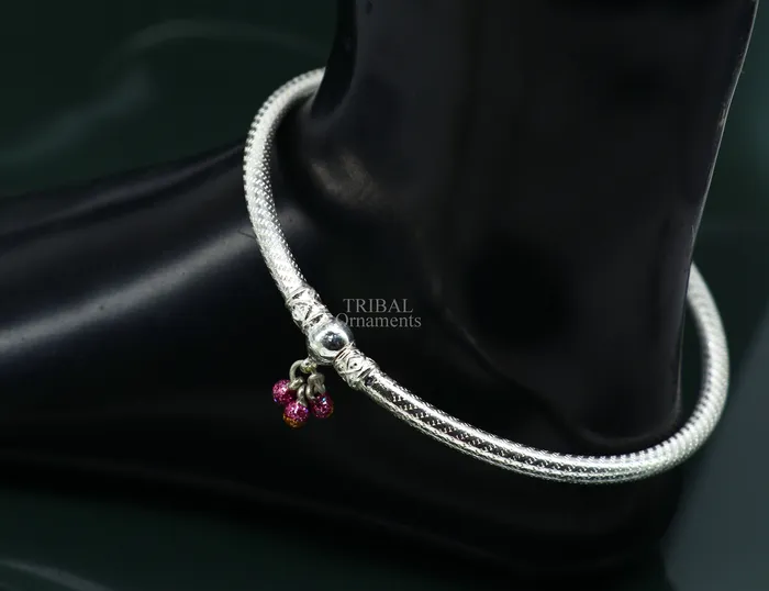 Traditional tribal ethnic sterling silver ankle jewelry ankle bangle bracelet ankle kada with bells amazing belly dance jewelry nsfk55 TRIBAL ORNAMENTS Bracelets