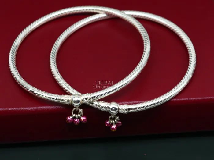 Traditional tribal ethnic sterling silver ankle jewelry ankle bangle bracelet ankle kada with bells amazing belly dance jewelry nsfk55 TRIBAL ORNAMENTS Bracelets