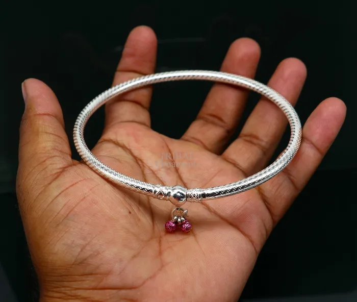Traditional tribal ethnic sterling silver ankle jewelry ankle bangle bracelet ankle kada with bells amazing belly dance jewelry nsfk55 TRIBAL ORNAMENTS Bracelets