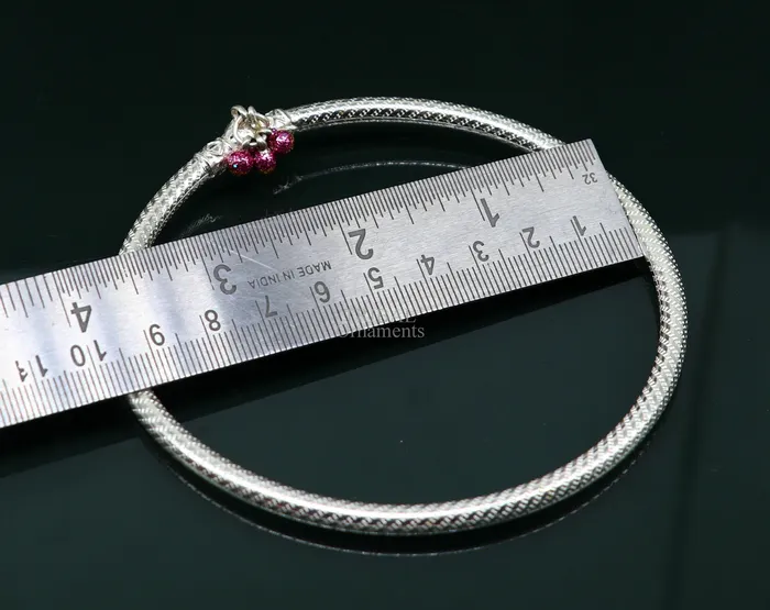 Traditional tribal ethnic sterling silver ankle jewelry ankle bangle bracelet ankle kada with bells amazing belly dance jewelry nsfk55 TRIBAL ORNAMENTS Bracelets