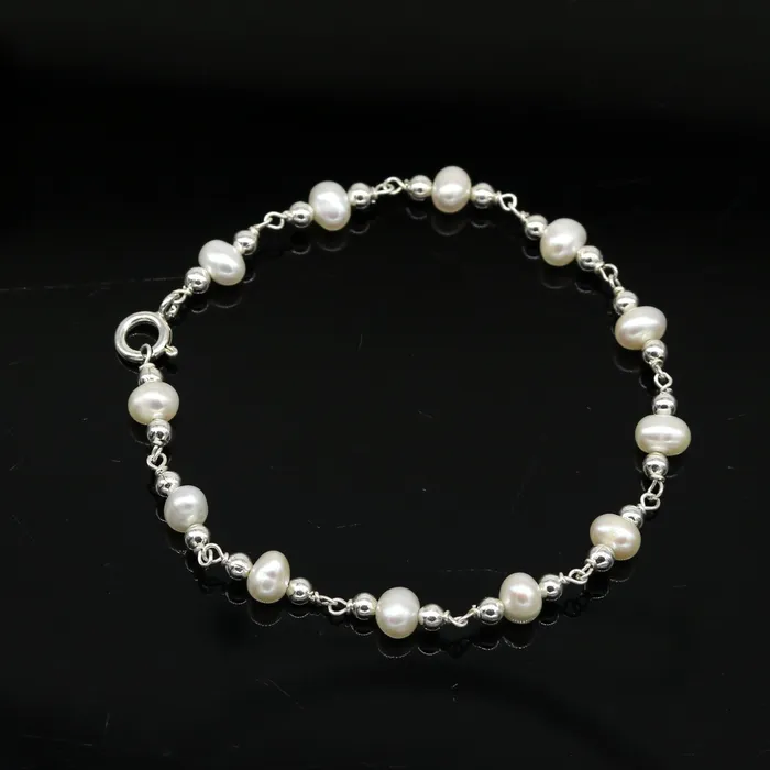 TRIBAL ORNAMENTS 75 inches 925 sterling silver handmade customized beaded bracelet awesome natural pearl unisex bracelet gifting jewelry for girls nsbr189 Bracelets TRIBAL ORNAMENTS 75 inches 925 sterling silver handmade customized beaded bracelet awesome natural pearl unisex bracelet gifting jewelry for girls nsbr189 Bracelets