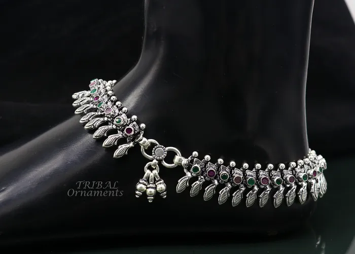 TRIBAL ORNAMENTS Bracelets 105 Inches long handmade 925 sterling silver fabulous color stone customized anklet bracelet amazing anklets belly dance jewelry ank523 TRIBAL ORNAMENTS Bracelets 105 Inches long handmade 925 sterling silver fabulous color stone customized anklet bracelet amazing anklets belly dance jewelry ank523