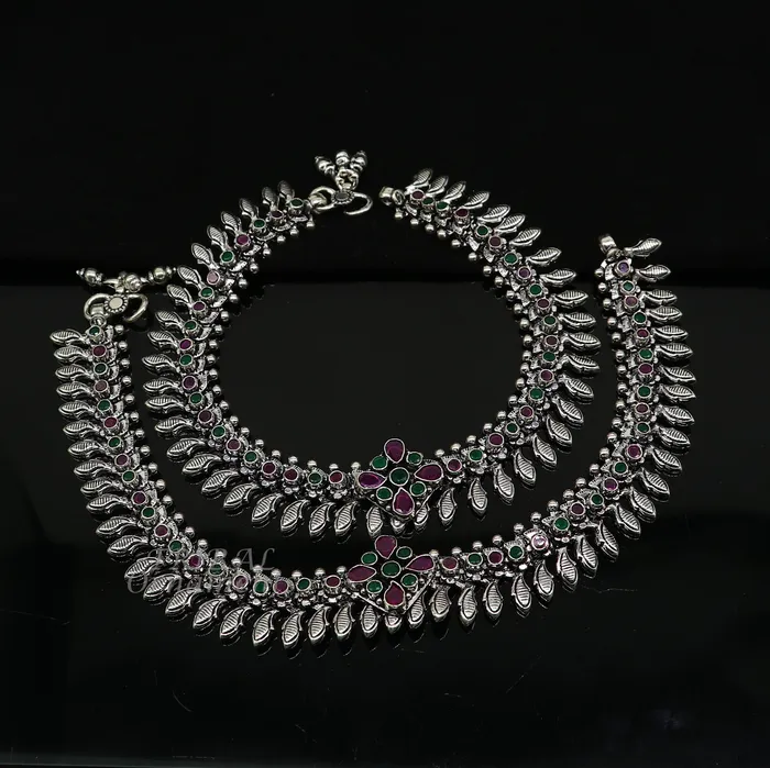 TRIBAL ORNAMENTS Bracelets 105 Inches long handmade 925 sterling silver fabulous color stone customized anklet bracelet amazing anklets belly dance jewelry ank523