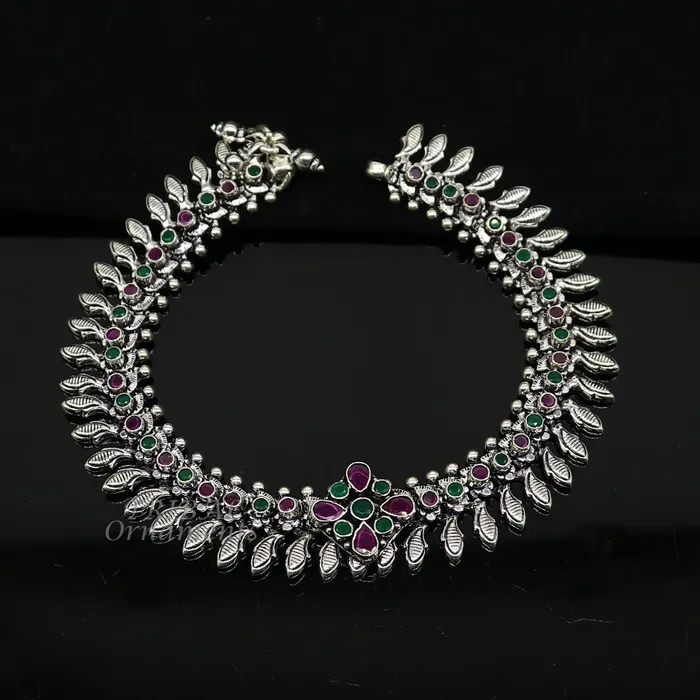 TRIBAL ORNAMENTS Bracelets 105 Inches long handmade 925 sterling silver fabulous color stone customized anklet bracelet amazing anklets belly dance jewelry ank523