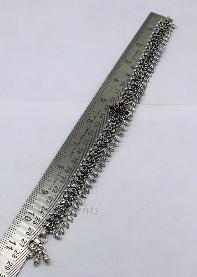 TRIBAL ORNAMENTS Bracelets 105 Inches long handmade 925 sterling silver fabulous color stone customized anklet bracelet amazing anklets belly dance jewelry ank523