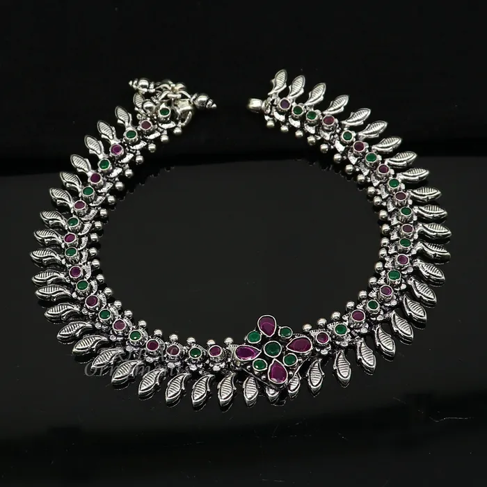TRIBAL ORNAMENTS Bracelets 105 Inches long handmade 925 sterling silver fabulous color stone customized anklet bracelet amazing anklets belly dance jewelry ank523