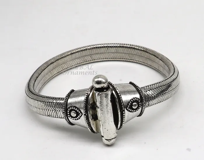 TRIBAL ORNAMENTS Bracelets 8mm 85 solid Half round D shape 925 sterling silver gorgeous snake chain flexible bracelet belt unisex heavy bracelet India sbr433