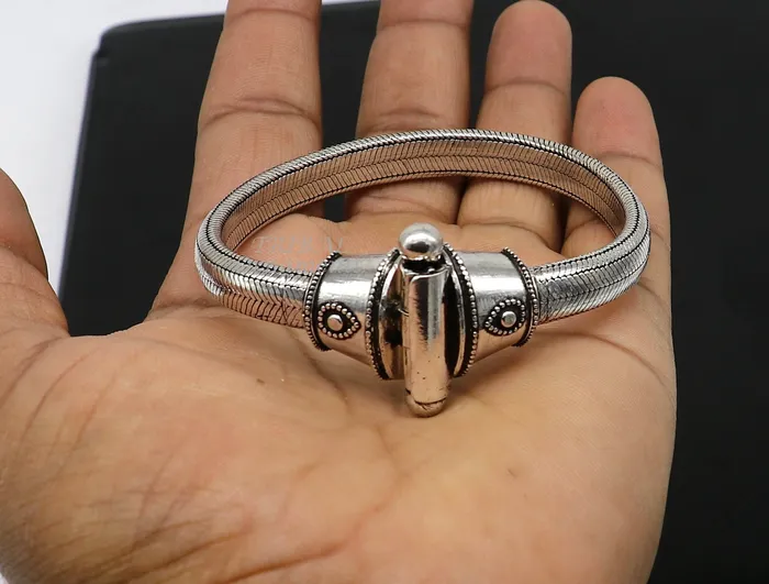 TRIBAL ORNAMENTS Bracelets 8mm 85 solid Half round D shape 925 sterling silver gorgeous snake chain flexible bracelet belt unisex heavy bracelet India sbr433