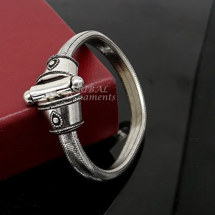 TRIBAL ORNAMENTS Bracelets 8mm 85 solid Half round D shape 925 sterling silver gorgeous snake chain flexible bracelet belt unisex heavy bracelet India sbr433
