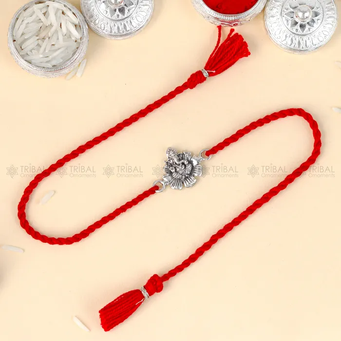 TRIBAL ORNAMENTS Bracelets 925 Sterling silver Lord Ganesha design pendant Rakhi bracelet Rakshabandhan festival rk337 TRIBAL ORNAMENTS Bracelets 925 Sterling silver Lord Ganesha design pendant Rakhi bracelet Rakshabandhan festival rk337
