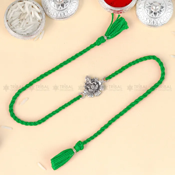 TRIBAL ORNAMENTS Bracelets 925 Sterling silver Lord Ganesha design pendant Rakhi bracelet Rakshabandhan festival rk337 TRIBAL ORNAMENTS Bracelets 925 Sterling silver Lord Ganesha design pendant Rakhi bracelet Rakshabandhan festival rk337