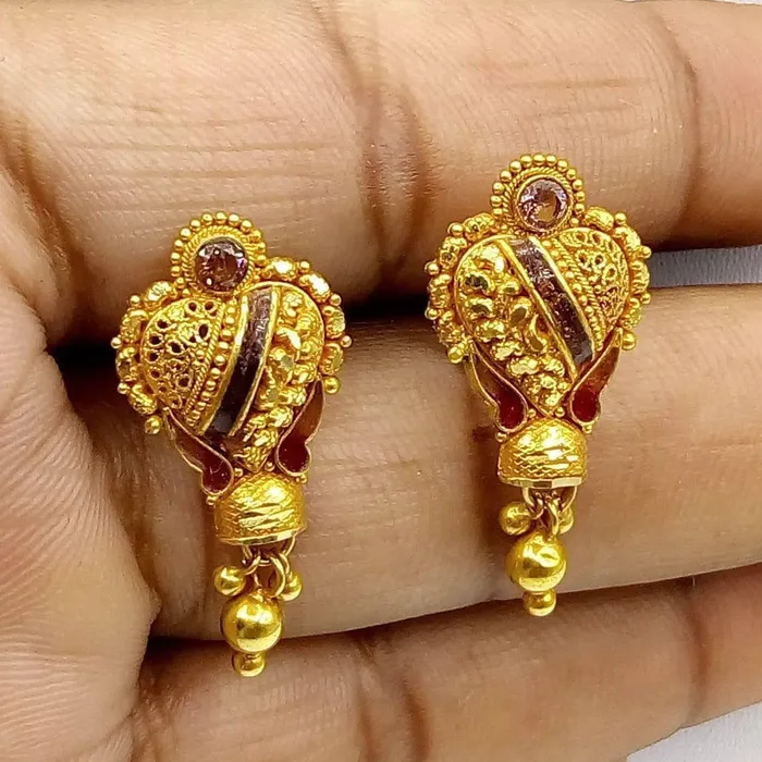 TRIBAL ORNAMENTS Earrings 20k Gold antique tribal handmade enamel earring jewelry beautiful pair earring india rajasthan TRIBAL ORNAMENTS Earrings 20k Gold antique tribal handmade enamel earring jewelry beautiful pair earring india rajasthan