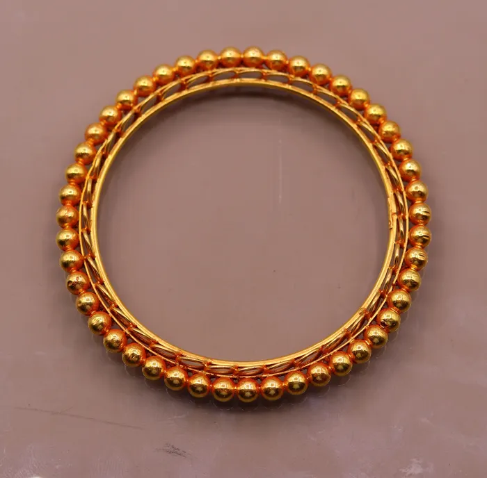 TRIBAL ORNAMENTS Genuine 22k yellow solid gold handmade vintage antique design rajasthan traditional bangle bracelet kangan jewelry ba42 Bracelets