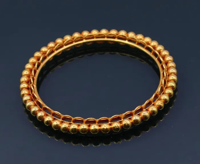 TRIBAL ORNAMENTS Genuine 22k yellow solid gold handmade vintage antique design rajasthan traditional bangle bracelet kangan jewelry ba42 Bracelets