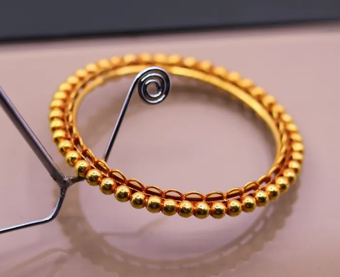 TRIBAL ORNAMENTS Genuine 22k yellow solid gold handmade vintage antique design rajasthan traditional bangle bracelet kangan jewelry ba42 Bracelets