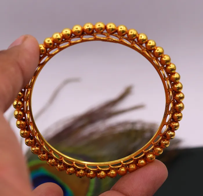 TRIBAL ORNAMENTS Genuine 22k yellow solid gold handmade vintage antique design rajasthan traditional bangle bracelet kangan jewelry ba42 Bracelets