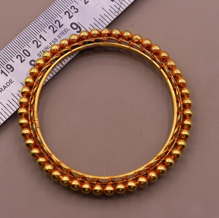 TRIBAL ORNAMENTS Genuine 22k yellow solid gold handmade vintage antique design rajasthan traditional bangle bracelet kangan jewelry ba42 Bracelets