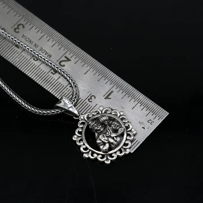 TRIBAL ORNAMENTS Necklaces 925 sterling silver handmade Hindu idol God Lord hanuman pendant amazing divine lord bajarangbali pendant unisex gifting jewelry NSP688
