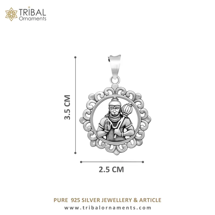 TRIBAL ORNAMENTS Necklaces 925 sterling silver handmade Hindu idol God Lord hanuman pendant amazing divine lord bajarangbali pendant unisex gifting jewelry NSP688