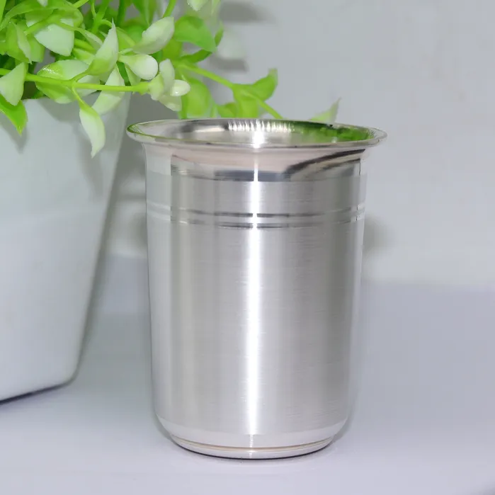 TRIBAL ORNAMENTS Necklaces 999 Fine silver handmade solid water milk tumbler glass flask baby water tumbler for stay healthy silver utensils for rice ceremony sv77