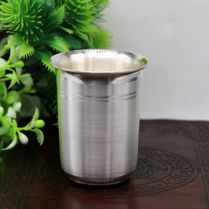 TRIBAL ORNAMENTS Necklaces 999 Fine silver handmade solid water milk tumbler glass flask baby water tumbler for stay healthy silver utensils for rice ceremony sv77