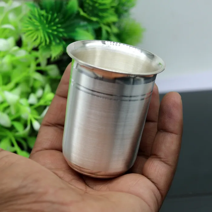 TRIBAL ORNAMENTS Necklaces 999 Fine silver handmade solid water milk tumbler glass flask baby water tumbler for stay healthy silver utensils for rice ceremony sv77