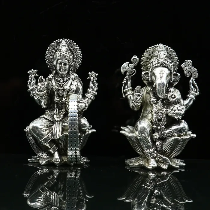 TRIBAL ORNAMENTS Rings 2 925 Sterling silver handmade customized Hindu idols Lakshmi and Ganesha statue puja article figurine home dcor Diwali puja art2122 TRIBAL ORNAMENTS Rings 2 925 Sterling silver handmade customized Hindu idols Lakshmi and Ganesha statue puja article figurine home dcor Diwali puja art2122
