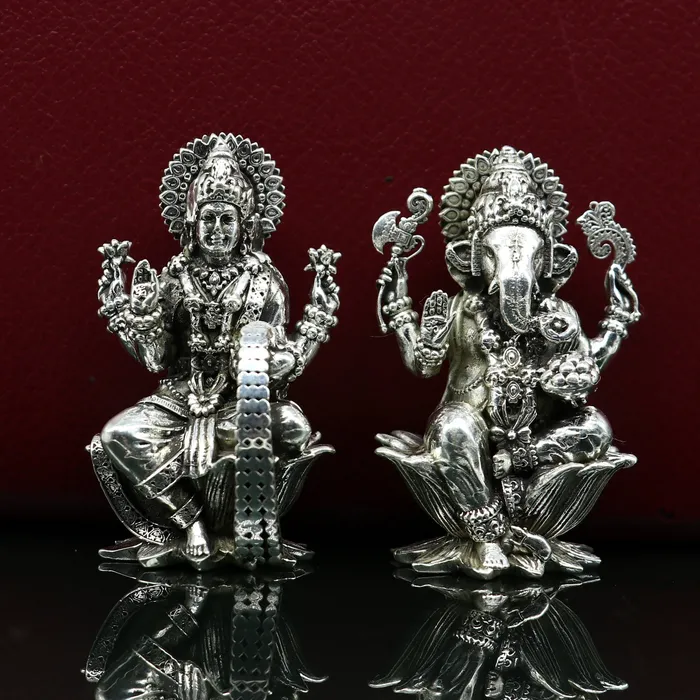 TRIBAL ORNAMENTS Rings 2 925 Sterling silver handmade customized Hindu idols Lakshmi and Ganesha statue puja article figurine home dcor Diwali puja art2122
