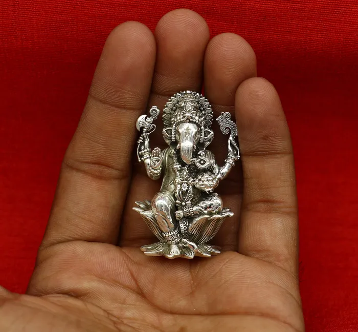 TRIBAL ORNAMENTS Rings 2 925 Sterling silver handmade customized Hindu idols Lakshmi and Ganesha statue puja article figurine home dcor Diwali puja art2122
