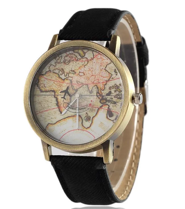 W424 Black Band World Traveler Collection Quartz Watch POLLY Rings