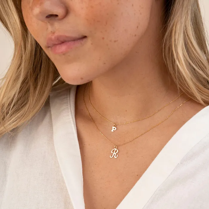 14k Gold Letter Necklace 14k Letter Charm RG Necklaces