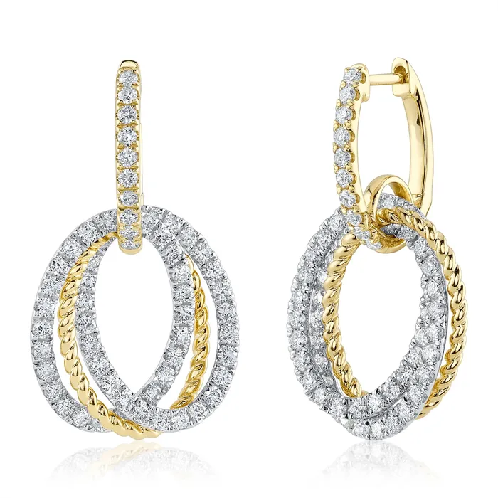 14K White and Yellow Gold Multi Oval Diamond Earrings Meierotto Jewelers Earrings 14K White and Yellow Gold Multi Oval Diamond Earrings Meierotto Jewelers Earrings