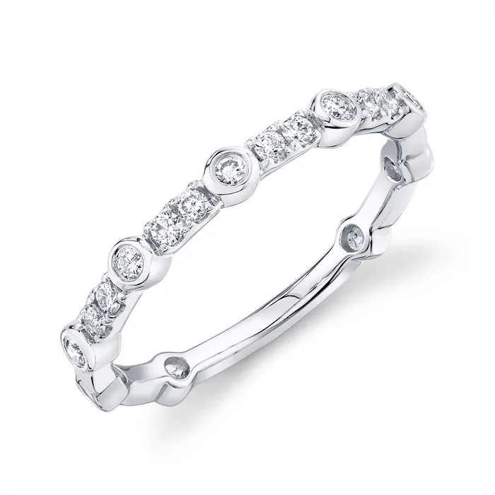 14K White Gold Diamond Fancy Band Wedding Bands Rings