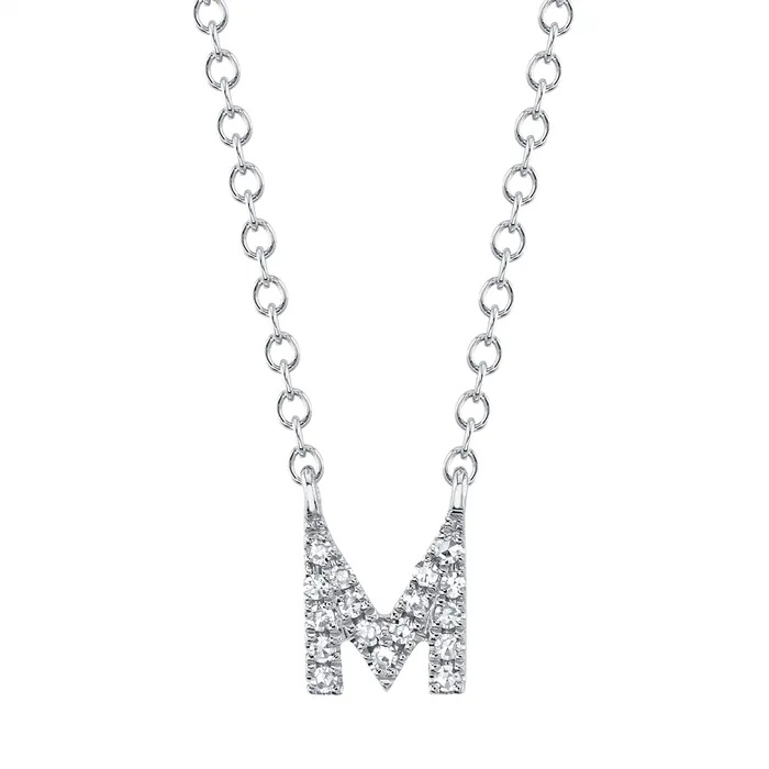 14K White Gold Diamond Initial M Necklace 1518 inch Meierotto Jewelers Necklaces 14K White Gold Diamond Initial M Necklace 1518 inch Meierotto Jewelers Necklaces