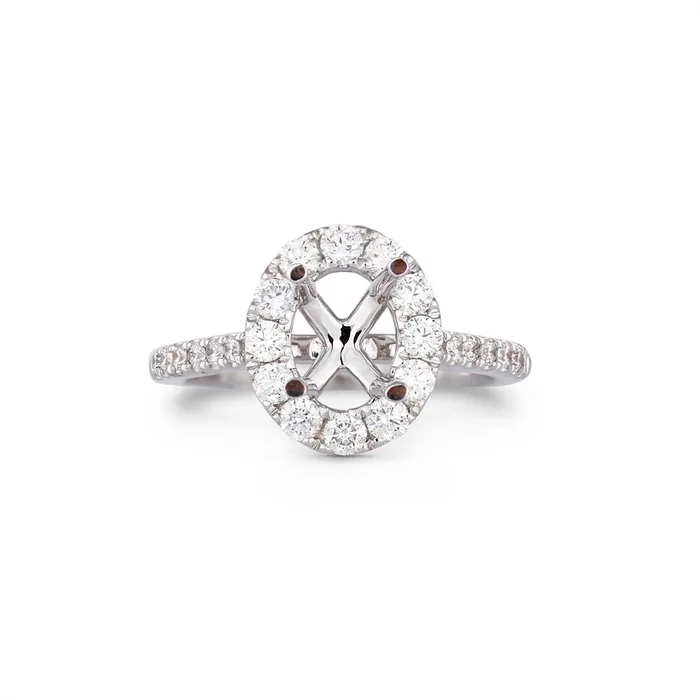 14K White Gold Semi Mount Diamond Ring with Oval Halo Engagement Collections Rings 14K White Gold Semi Mount Diamond Ring with Oval Halo Engagement Collections Rings