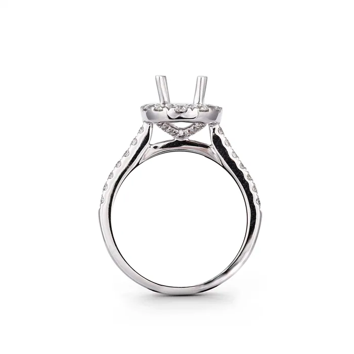 14K White Gold Semi Mount Diamond Ring with Oval Halo Engagement Collections Rings 14K White Gold Semi Mount Diamond Ring with Oval Halo Engagement Collections Rings