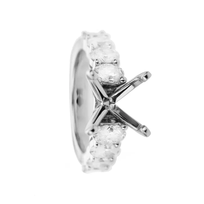 18K White Gold Semi Mount Diamond Ring with Oval Diamonds and Euro Shank Engagement Collections Rings 18K White Gold Semi Mount Diamond Ring with Oval Diamonds and Euro Shank Engagement Collections Rings