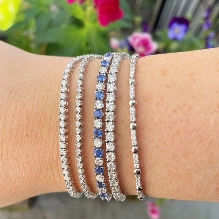 390ctw Sapphire 255ctw Diamond 14K White Gold Tennis Bracelet Croghans Bracelets