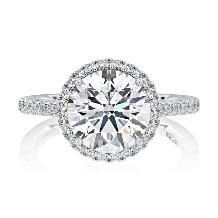 A Jaffe Rings A Jaffe 14K White Gold Round Halo Semi Mount Diamond Ring