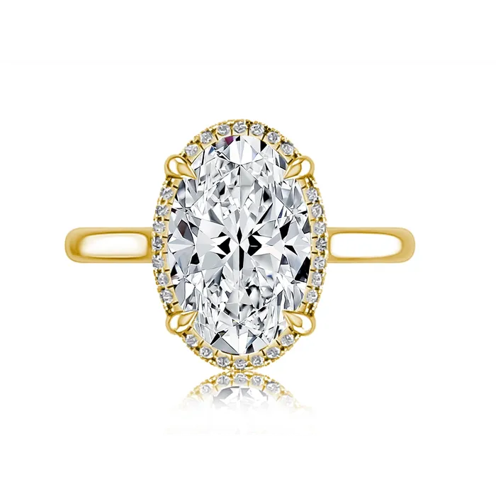 A Jaffe Rings A Jaffe 14K Yellow Gold Diamond Semimount Ring with Oval Halo A Jaffe Rings A Jaffe 14K Yellow Gold Diamond Semimount Ring with Oval Halo