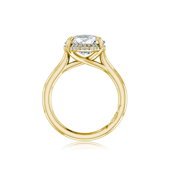 A Jaffe Rings A Jaffe 14K Yellow Gold Diamond Semimount Ring with Oval Halo