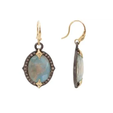 Armenta 18K Yellow Gold and Blackened Sterling Silver Peruvian Opal and Champagne Diamond Drop Earrings Armenta Earrings Armenta 18K Yellow Gold and Blackened Sterling Silver Peruvian Opal and Champagne Diamond Drop Earrings Armenta Earrings