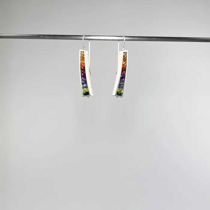 ASHKA DYMEL Earrings Rainbow Wedge Earrings Yellow to Green